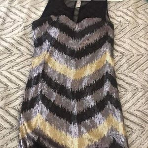 Metallic sequined party dress cocktail party dress